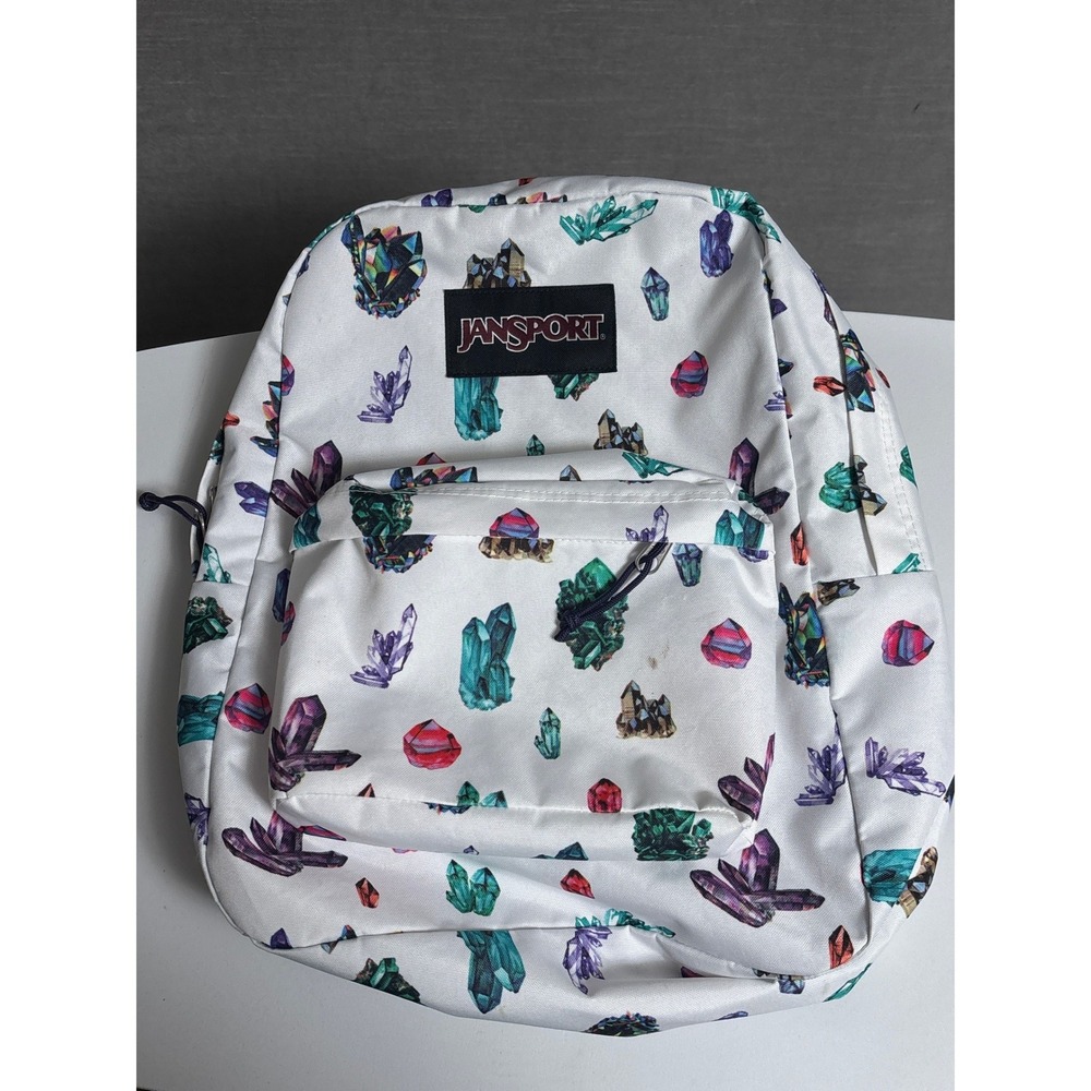 Jansport Backpack White Crystal Gemstone Print Classic School Travel Bag